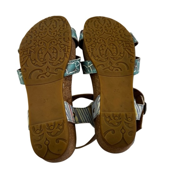 L'Artiste by Spring Step Leather Women's Vella Comfort Wedge Sandals Blue Size 7 - Picture 8 of 15